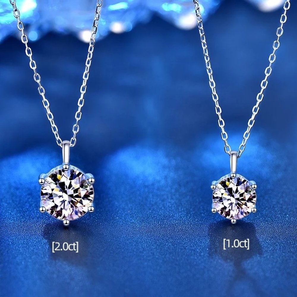 Certified 2ct. tw. Diamond Round Necklace 18k White Gold over Italy Silver - Picture 4 of 16